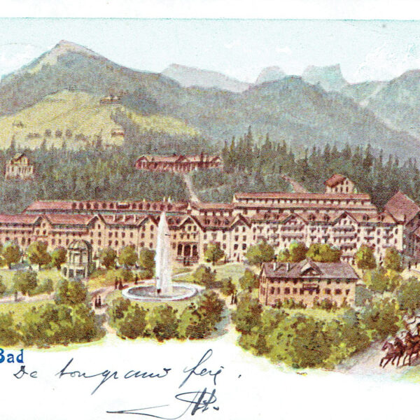 Abbildung von alter Postkarte vom Gurnigel-Bad gezeichnet